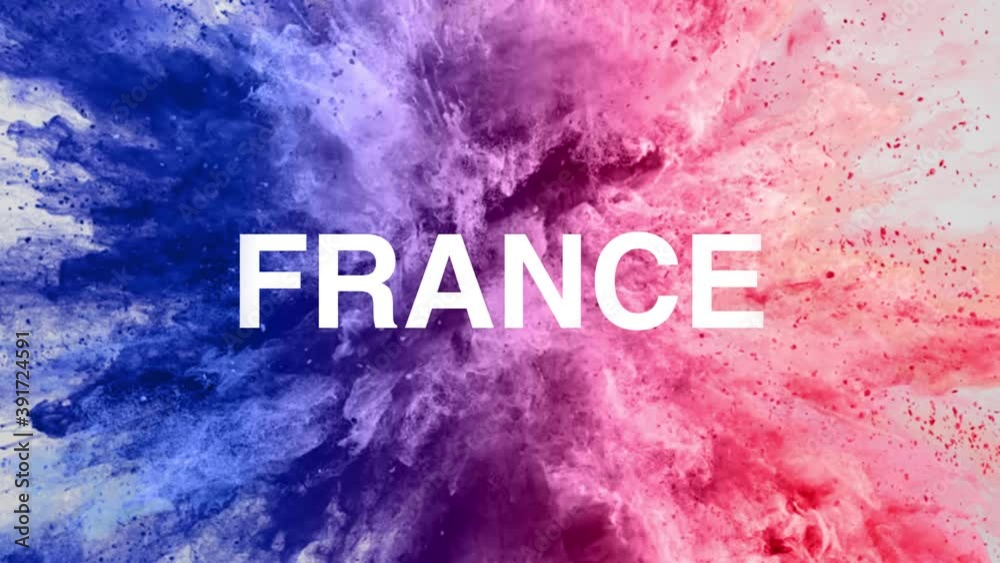 France text reveal with Flag colour explosion