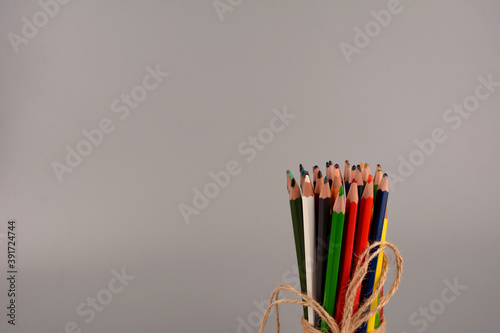 Big collection of colored pencils. Colored Pencils photo