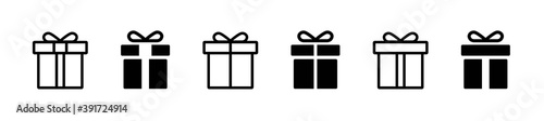 Set of gift box icon in line style, surprise gift boxes, flat modern graphic vector illustration