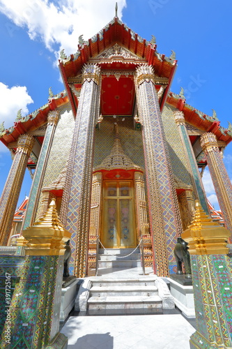 Thai architecture and beautiful Thai motifs in Ratchabophit Sathitmahasimaram Ratchaworawihan temple photo