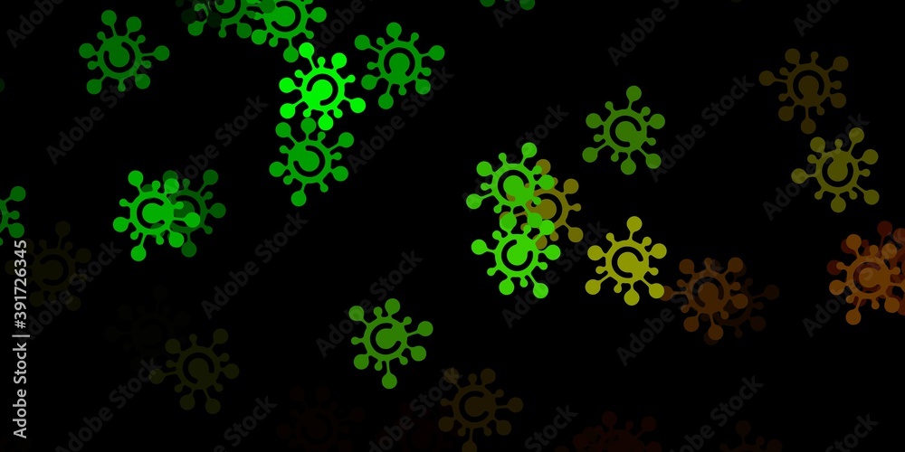 Dark green vector template with flu signs.