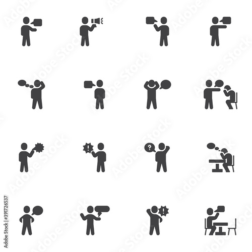 Talking people vector icons set, modern solid symbol collection, filled style pictogram pack. Signs logo illustration. Set includes icons as conversation, communication, people dialogue, speech bubble