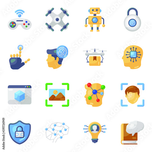 
Artificial Intelligence Flat Icons Pack 
