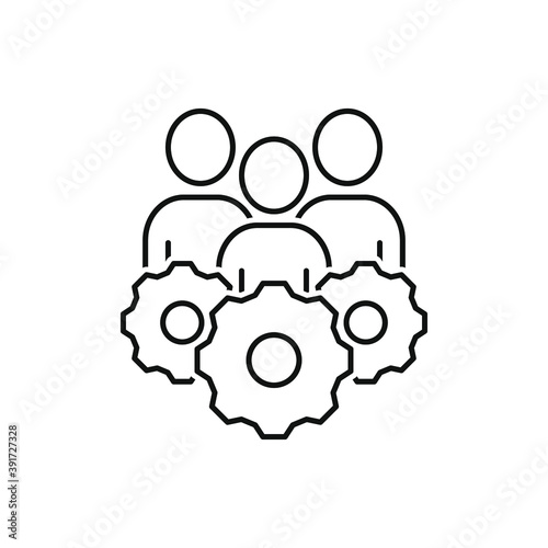 Teamwork management icon line style isolated on white background. Vector illustration