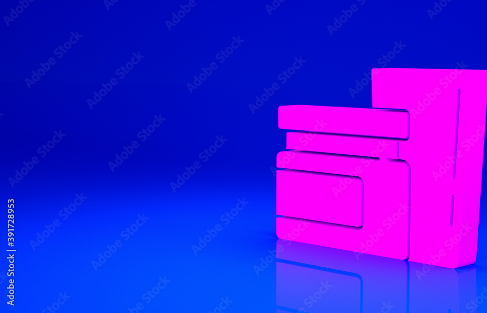 Pink Baby food icon isolated on blue background. Minimalism concept. 3d illustration 3D render. Pink Baby food icon isolated on blue background. Minimalism concept. 3d illustration 3D render.