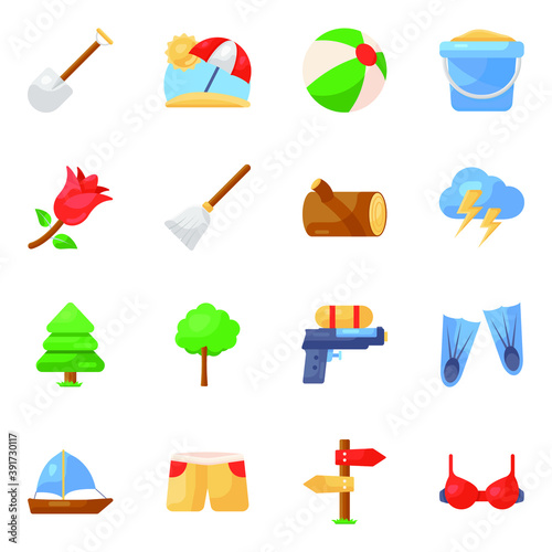 
Pack of Travel Elements in Flatty Style 
