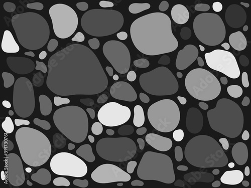Roundness and sorting of gravel. Rounded rock vector.