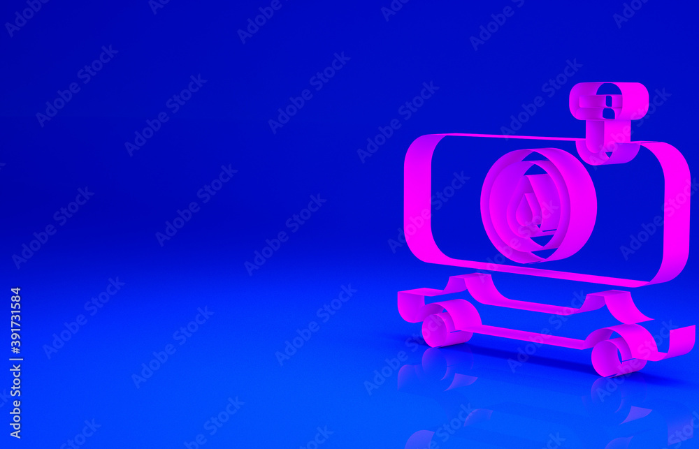 Pink Fuel tanker truck icon isolated on blue background. Gasoline tanker. Minimalism concept. 3d illustration 3D render. Pink Fuel tanker truck icon isolated on blue background. Gasoline tanker. Minimalism concept. 3d illustration 3D render.