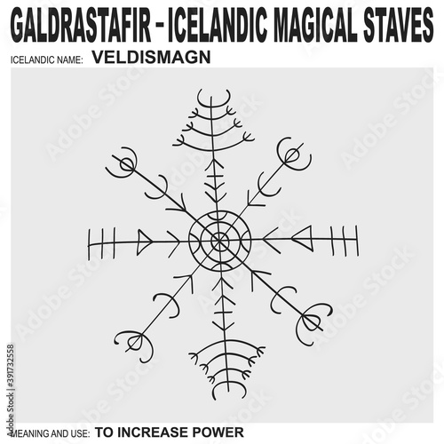 vector icon with ancient Icelandic magical staves Veldismagn. Symbol means and is used to increase power
