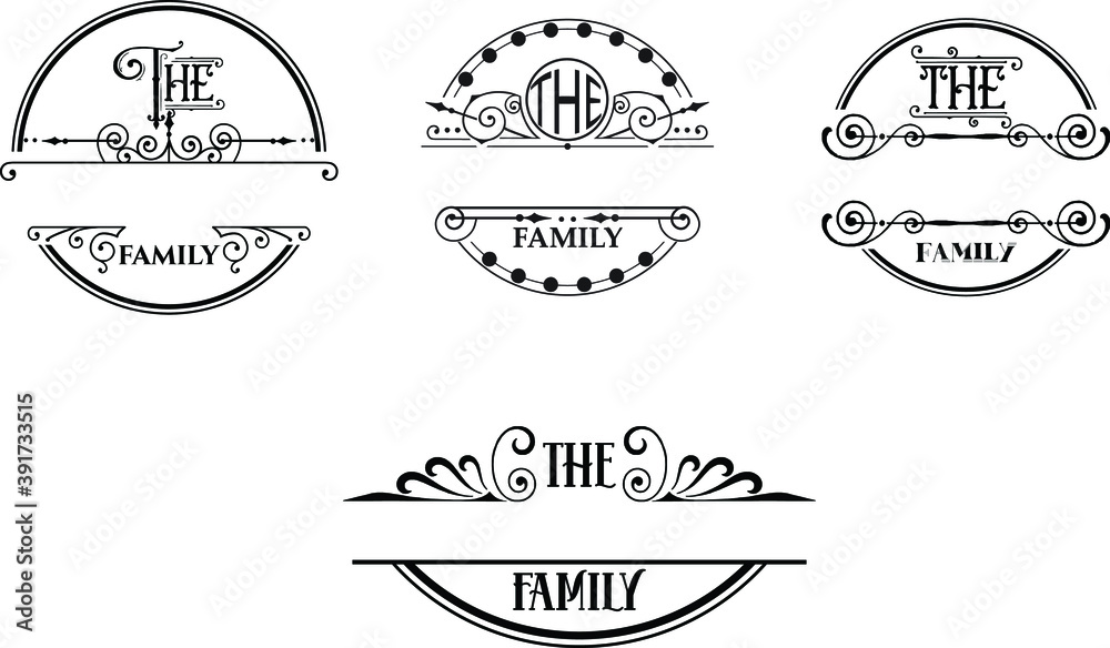 Family Name Monogram Bundle Vector Illustration