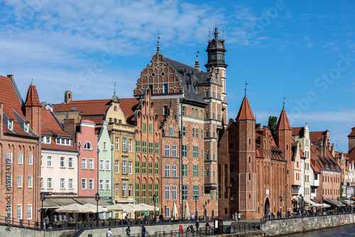  Gdansk  Old Town - historic tenement houses with gables on the banks of the River Motlawa  Poland