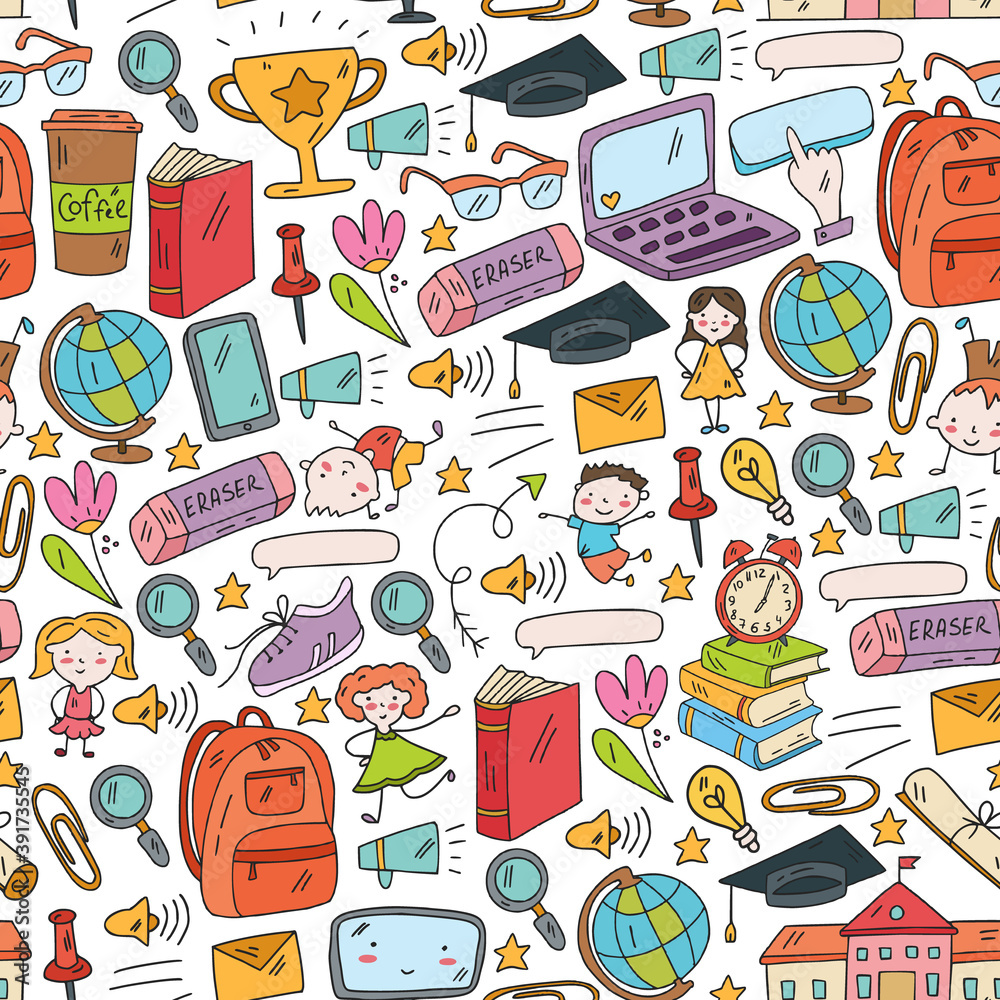 Back to school vector pattern. Online internet education. Back to school vector pattern. Online internet education.