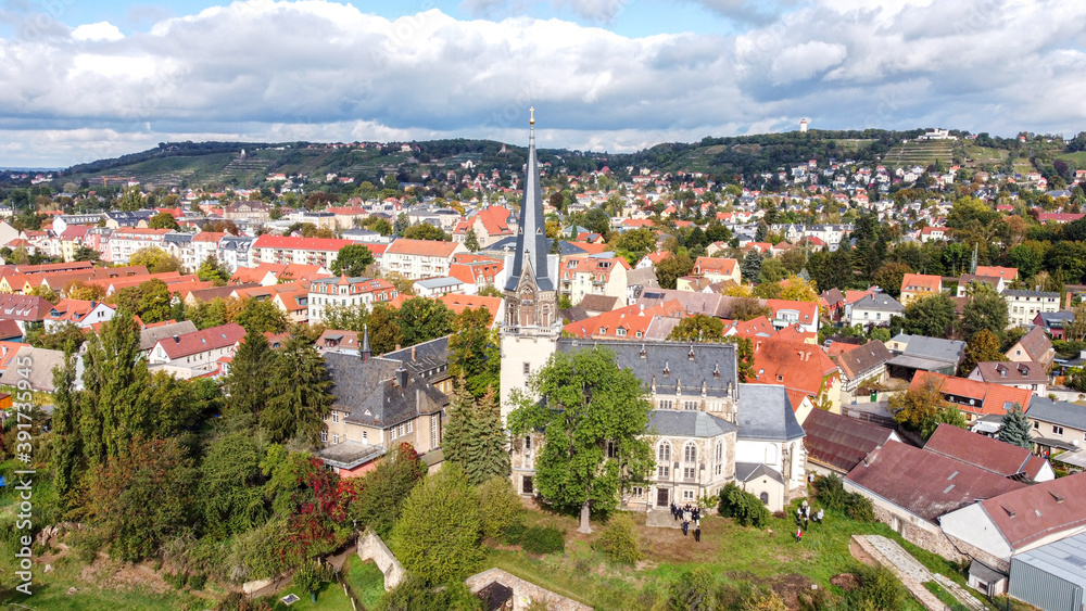 Blick über Radebeul Kötzschenbroda, Deutschland