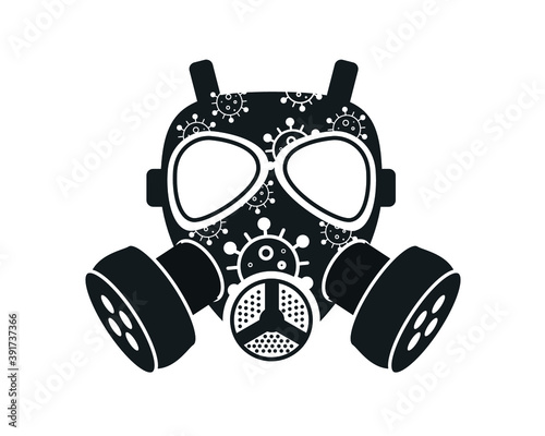 Gas mask vector illustration isolated on white. Respirator vector illustration. Can be used in T-shirt print, tattoo design, logo. Urban style
