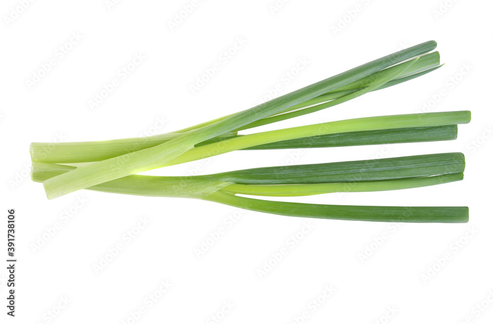 Green Japanese Bunching Onion on white background Green Japanese Bunching Onion on white background