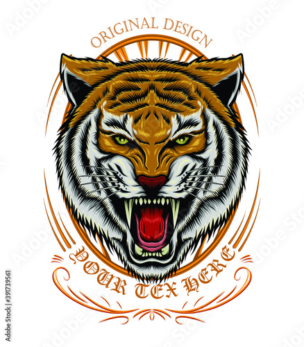 Tiger anger illustration. vector tiger logo design template.