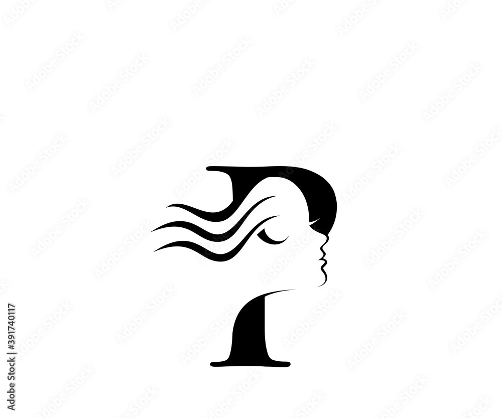Letter p woman salon icon logo design template Letter p woman salon icon logo design template