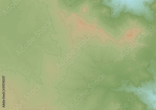 Artificial colorful contour topo map with labels