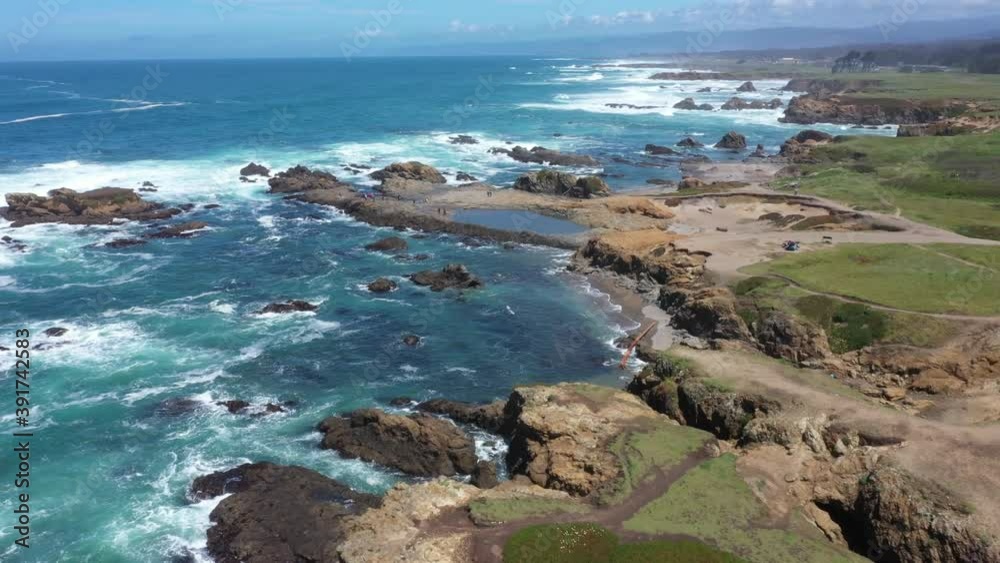 Rugged Coastline Scenic Landscape Glass Beach Fort Bragg California Drone View Rugged Coastline Scenic Landscape Glass Beach Fort Bragg California Drone View