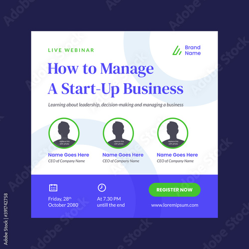 webinar poster design template vector