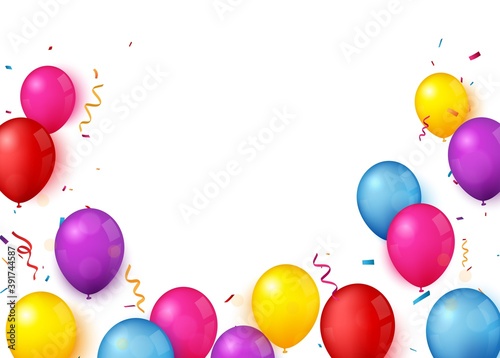 Birthday and celebration banner with colorful balloon