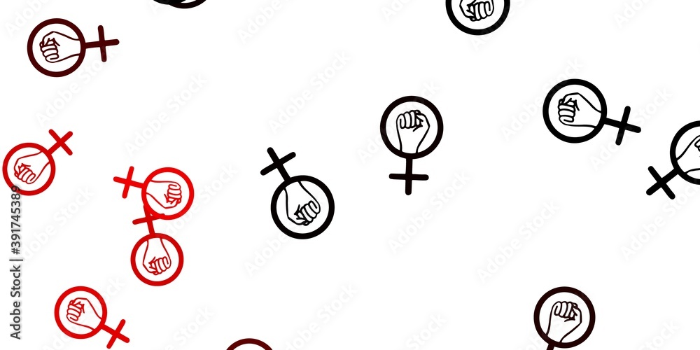 Light Orange vector backdrop with woman's power symbols. Light Orange vector backdrop with woman's power symbols.
