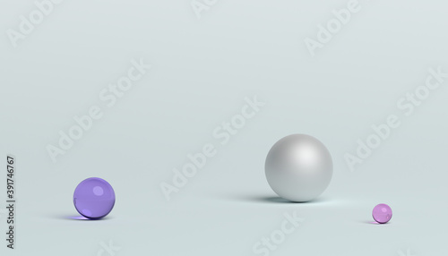 Abstract 3d render of composition with spheres, modern background design