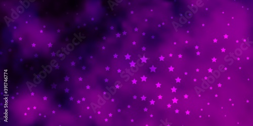 Dark Pink vector background with small and big stars.
