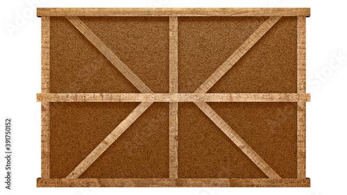 Fachwerkwand mit Hanf und Kalk sowie Kantholz. 3D Illustration, Neuartiger Baustoof - Hanf / natürlich bauen