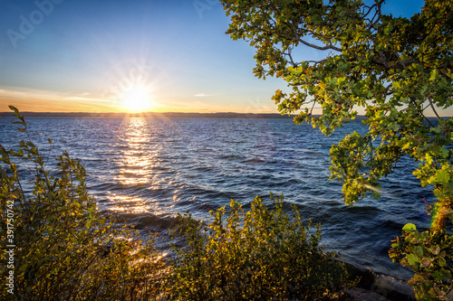 October sunset scenery - lake Vattern
