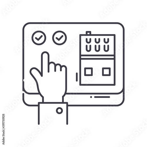 Assessor icon, linear isolated illustration, thin line vector, web design sign, outline concept symbol with editable stroke on white background.