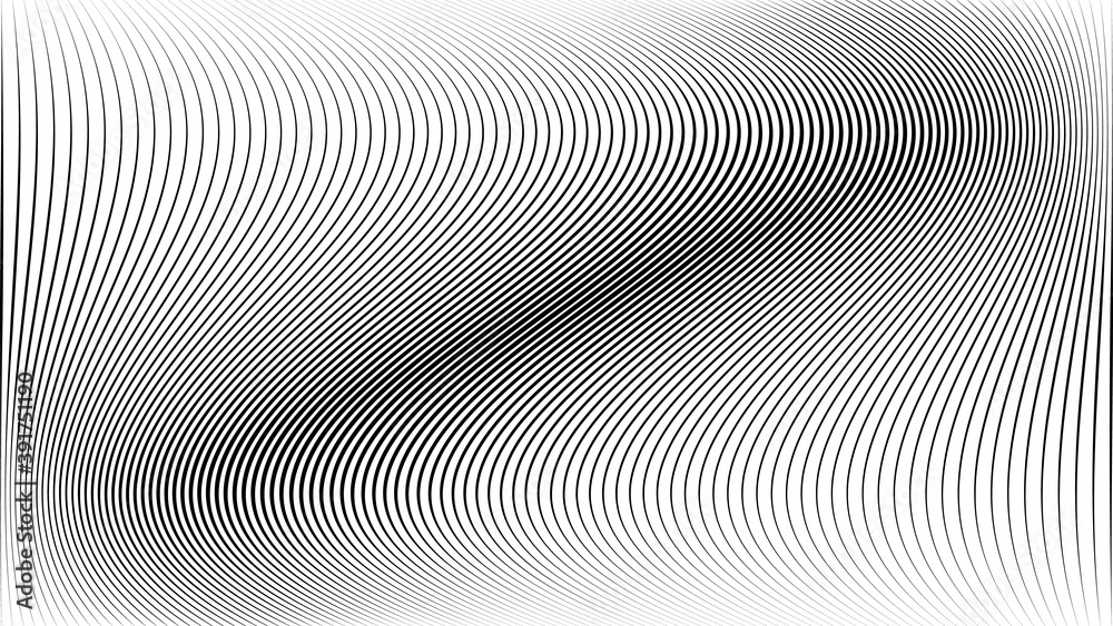 Abstract warped Striped Background . Vector curved twisted slanting, waved lines texture
