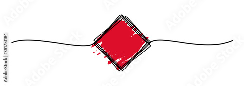 Tangled banner with scribbled square hand drawn with thin line