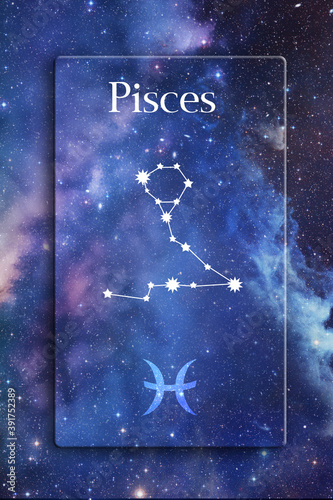astrological star constellation of zodiac sign  Pisces over blue starry backround like astrology and esoteric card background photo