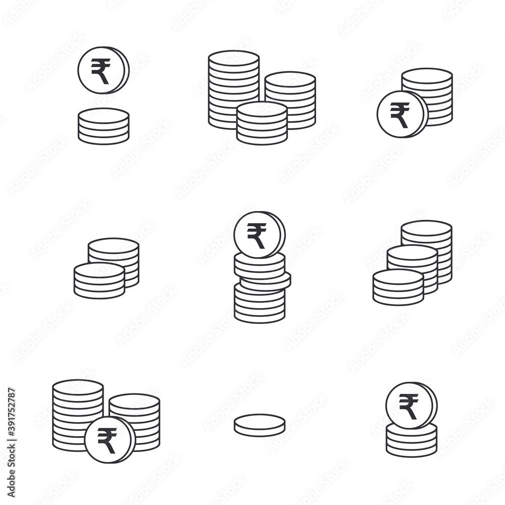 Coins icon. Gold Rupee coins. Indian Rupee coin. Vector money symbol. Bank payment symbol. World economics. Finance symbol. Currency symbol. Set of outline money. Stack of coins. Coin icon. Cash icon. Coins icon. Gold Rupee coins. Indian Rupee coin. Vector money symbol. Bank payment symbol. World economics. Finance symbol. Currency symbol. Set of outline money. Stack of coins. Coin icon. Cash icon.
