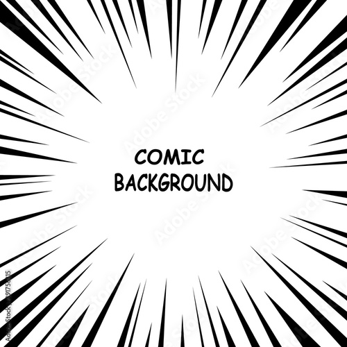 Pop art comics book cartoon magazine cover. Cosmic zoom rays focus lines background design. Vector illustration.