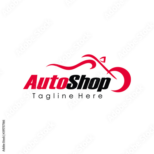 autoshop logo vector. motorcycle logo concept.