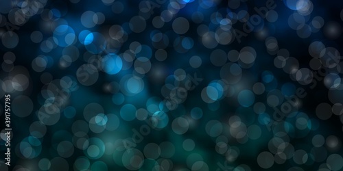 Dark Blue, Green vector pattern with circles.