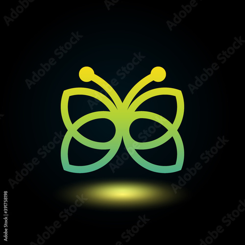 The abstract geometric butterfly logo concept with simple form. Modern, minimalistic, unique logo template