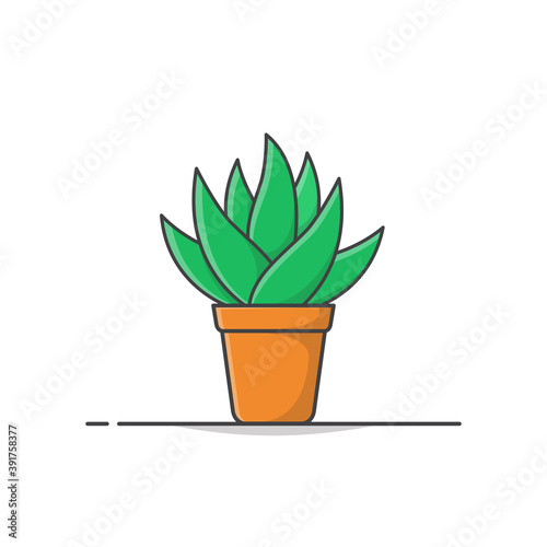 House Plant In Pot Vector Icon Illustration. Trendy Plant Growing In Pot Or Planters. Flowerpot Bloom Icon