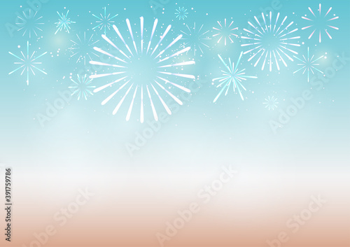 Fireworks and bokeh on New Year s Day and copy space. Holiday Abstract Background Made From Vector