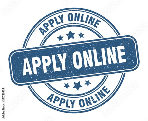 apply online stamp. apply online label. round grunge sign