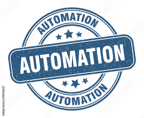 automation stamp. automation label. round grunge sign