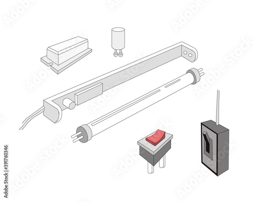 Illustration of The Circuit or Working Principle of Fluorescent Lamp Tube.
