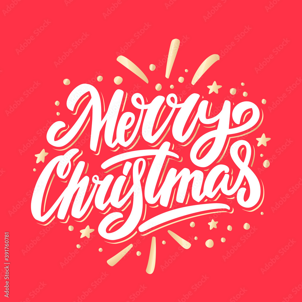 Merry Christmas. Vector lettering greeting card.