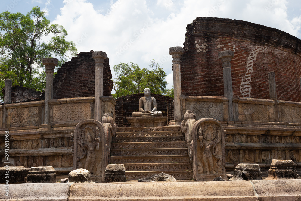 Fototapeta premium Polonnaruwa Sri Lanka Ancient ruins Statues of Buddha standing laying sitting