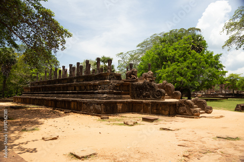 Polonnaruwa Sri Lanka Ancient ruins Statues of Buddha standing laying sitting