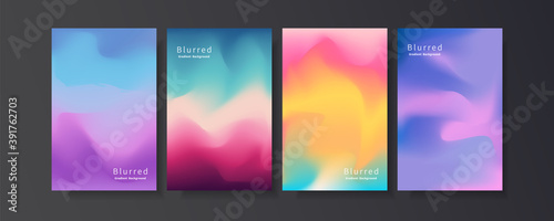 Set of abstract blurred gradient mesh background. Vertical banner template 