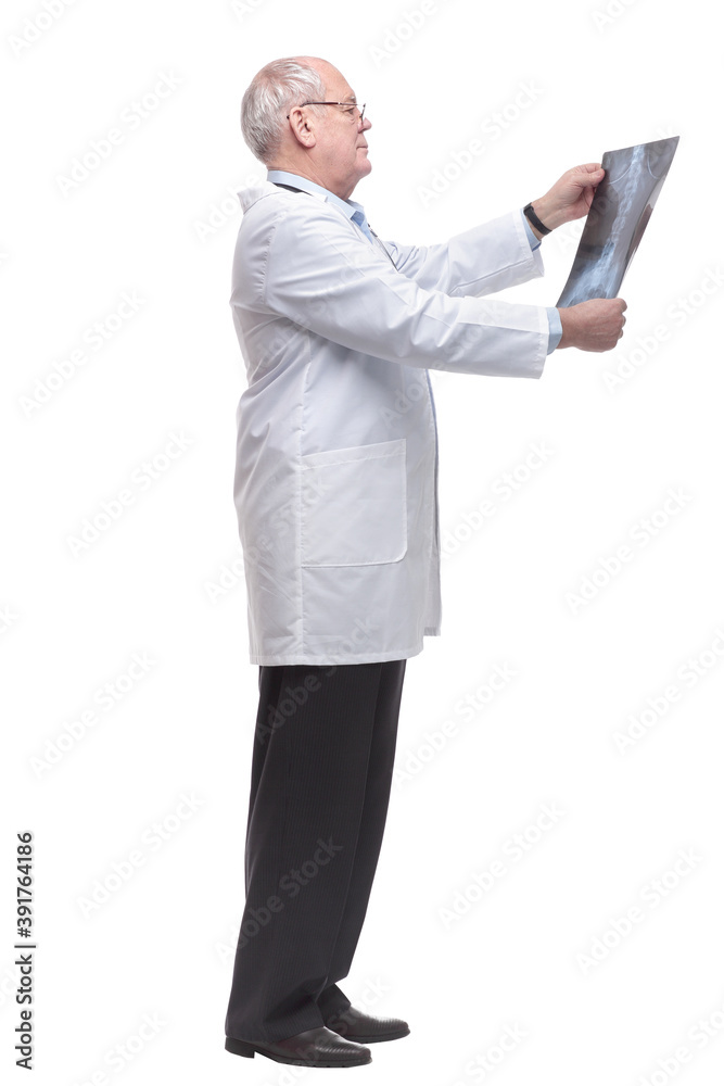 side view. the therapist carefully looking at the x- ray side view. the therapist carefully looking at the x- ray