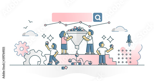 Marketing funnel model as customer purchase process strategy outline concept